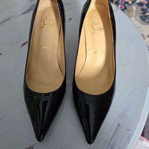 Christian Louboutin Black Patent Pointed-Toe Pumps